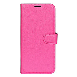 Etui en PU texture litchi, fermeture magnétique avec support, rose pour votre Realme 9i