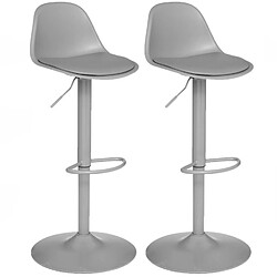 Toilinux Lot de 2 Chaises de bar Aiko en polypropylène ajustable - Gris clair