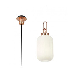 Luminaire Center Suspension design 1 ampoule Cuivre,opale