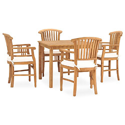 Salle à manger de jardin 5 pcs,Table et chaise à dîner avec coussins Teck -MN20644