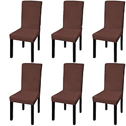 vidaXL Housse de chaise droite extensible 6 pcs marron