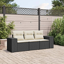 Maison Chic Salon de jardin 3 pcs avec coussins | Ensemble de Table et chaises | Mobilier d'Extérieur noir résine tressée -GKD83888