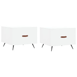 Maison Chic Lot de 2 Tables basses,Table Console pour salon blanc 50x50x40 cm bois d'ingénierie -MN49339