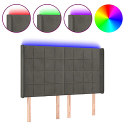 vidaXL Tête de lit à LED Gris foncé 147x16x118/128 cm Velours