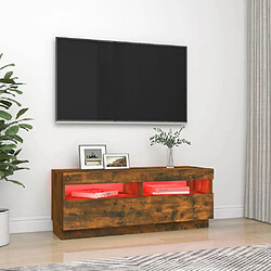 Avis Maison Chic Meubles TV avec lumières LED - Banc TV pour salon chêne fumé 100x35x40 cm -MN34724