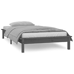 Avis vidaXL Cadre de lit à LED sans matelas gris 100x200 cm bois massif