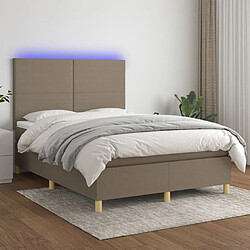 Maison Chic Lit adulte- Lit + matelas,Sommier à lattes de lit et matelas et LED Taupe 140x190cm Tissu -GKD18232