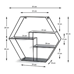 Acheter Pegane Etagère murale en métal laqué noir - Longueur 61 x Hauteur 54 x Profondeur 16 cm