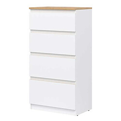 Dansmamaison Commode 4 tiroirs Blanc/Bois - QIZ pas cher