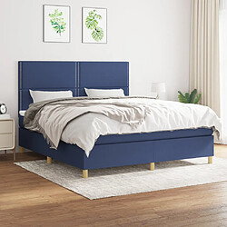 vidaXL Sommier à lattes de lit avec matelas Bleu 160x200 cm Tissu