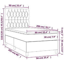 vidaXL Sommier à lattes de lit matelas et LED Noir 90x200 cm Velours pas cher