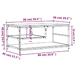 vidaXL Table basse chêne fumé 90x49x40 cm bois d'ingénierie pas cher