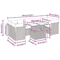 vidaXL Salon de jardin 8 pcs avec coussins gris résine tressée pas cher