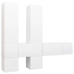 Maison Chic Ensemble de meubles TV 7 pcs | Banc TV Moderne pour salon | Meuble de Rangement - Blanc Aggloméré -MN77110