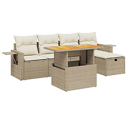 vidaXL Salon de jardin avec coussins 6 pcs beige résine tressée