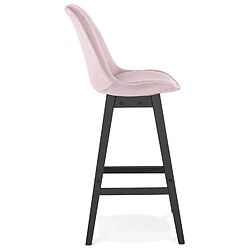 Avis Alterego Tabouret de bar 'MORISS' en velours rose et pieds en bois noir