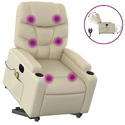 vidaXL Fauteuil inclinable de massage électrique crème similicuir