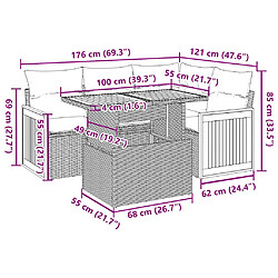 Acheter vidaXL Salon de jardin avec coussins 5 pcs beige résine tressée acacia