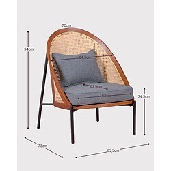 Nest Dream Fauteuil rétro vintage en noyer et rotin naturel - Robín pas cher