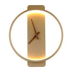 Horloge Murale De Lampe à LED Moderne Mécanisme à Quartz Silencieux Minimaliste, Décor à La Maison Or Rond