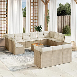 Maison Chic Salon de jardin avec coussins 14 pcs | Ensemble de Table et chaises | Mobilier d'Extérieur beige résine tressée -GKD74218