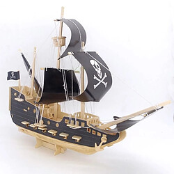 Universal Modele de bateau pirate 3D DIY casse-tête en bois Art du bois Outils de construction Kit de bateau Modele en bois casse-tête jouets de conte de fées pour enfants | Bloc (noir) pas cher