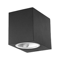 Lampe carrée LED GU10 noire applique murale extérieure entrée balcon terrasse jardin 230V IP44 / IP65 NOIR