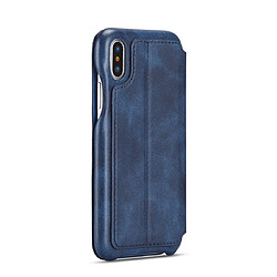 Avis Wewoo Coque Pour iPhone X / XS Hon Ancient Series Etui en cuir avec fentes cartes & support & portefeuille Bleu