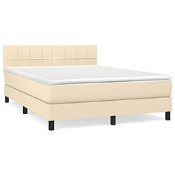 Maison Chic Lit Adulte - Lit simple Lit à sommier tapissier avec matelas moelleux - Meuble de Chambre - Crème 140x200 cm Tissu -MN36604