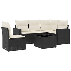 Maison Chic Salon de jardin 6 pcs avec coussins | Ensemble de Table et chaises | Mobilier d'Extérieur noir résine tressée -GKD35900