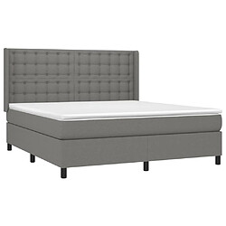 Acheter Maison Chic Lit adulte- Lit + matelas + LED,Sommier à lattes de lit matelas LED Gris foncé 160x200 cm Tissu -GKD15953