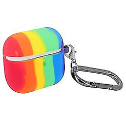 Universal Rainbow Pattern Silicone AirPods Pro Case avec carabiner - Multicolor