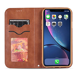 Acheter Wewoo Coque Pour iPhone 11 AZNS Texture rétro magnétique horizontale étui en cuir PU avec support et fentes cartes et cadre photo jaune