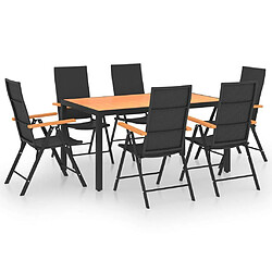 Salle à manger de jardin 7 pcs,Table et chaise à dîner Noir et marron -MN22820