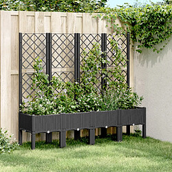 vidaXL Jardinière avec treillis noir 160x40x142 cm PP