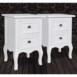 Avis Helloshop26 Table de nuit chevet commode armoire meuble chambre 2 pcs avec 2 tiroirs mdf blanc 1402190