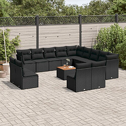 Maison Chic Salon de jardin avec coussins 14 pcs, Ensemble Tables et chaises de jardin, noir résine tressée -GKD874492