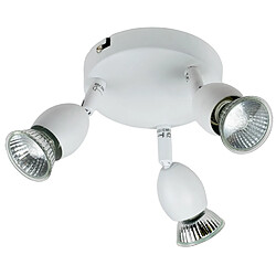 Corep Plafonnier rond blanc 3 spots orientables Applique plafond halogene GU10 42 W