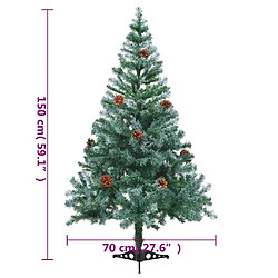 vidaXL Arbre de Noël givré pré-éclairé et boules pommes de pin 150 cm pas cher