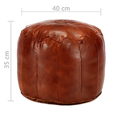 Avis vidaXL Pouf 40 x 35 cm Brun roux Cuir véritable de chèvre