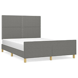 Maison Chic Lit adulte - Cadre Structure de lit avec tête de lit Contemporain Gris foncé 140x190 cm Tissu -MN71869