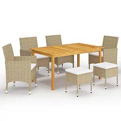 Maison Chic Ensemble de salle à manger de jardin 7 pcs,Table et chaises d'extérieur Beige -GKD610614