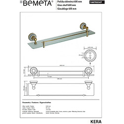 Bemeta - Maison De La Tendance Etagère de douche murale KERA en laiton et céramique 60 x13,5x11 cm