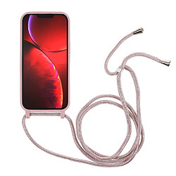 Coque en TPU anti rayure avec lanière réglable rose foncé pour votre Apple iPhone 13 6.1 pouces