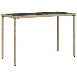 vidaXL Table de jardin dessus en verre beige 115x54x74 cm poly rotin