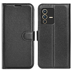 Etui en PU texture litchi avec support, noir pour votre Vivo S12 Pro