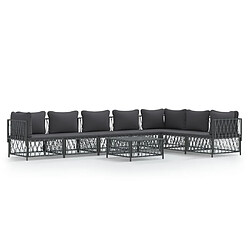 vidaXL Salon de jardin 8 pcs avec coussins anthracite acier