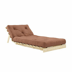 Acheter Inside 75 Fauteuil convertible futon ROOTS pin naturel coloris brun argile couchage 90 x 200 cm.