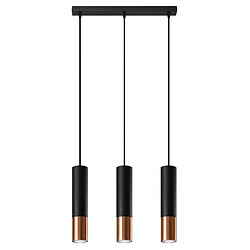 Luminaire Center Suspension Loopez Acier Cuivre,noir 3 ampoules 90cm