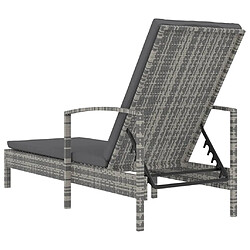 Acheter vidaXL Chaise longue avec accoudoirs Résine tressée Gris